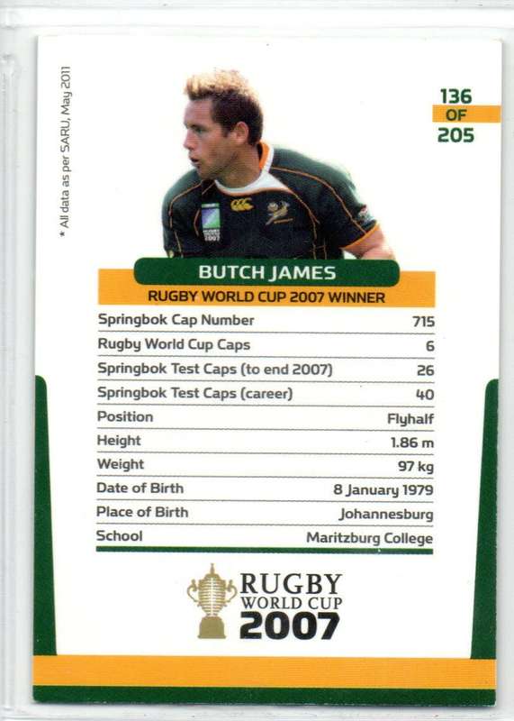 Rugby World Cup 2011 - Card 136/205 - Butch James