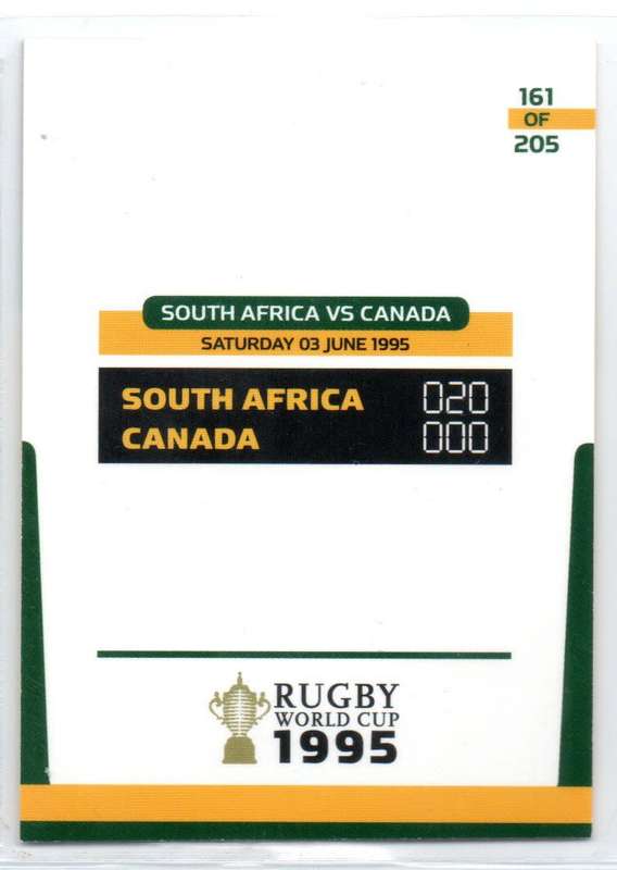 Rugby World Cup 2011 - Card 161/205 - RSA vs Canada