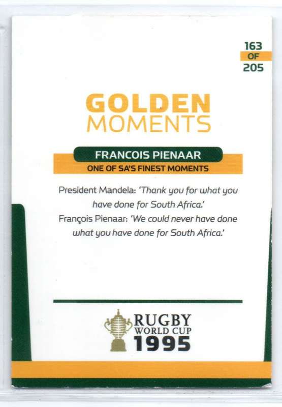 Rugby World Cup 2011 - Card 163/205 - Francois Pienaar