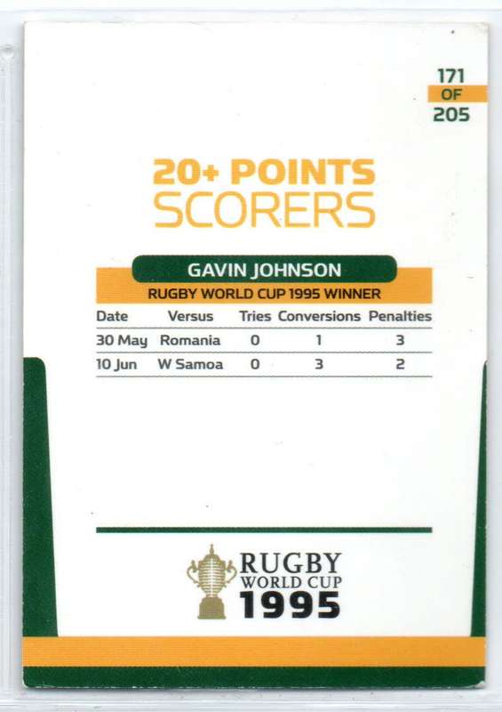 Rugby World Cup 2011 - Card 171/205 - Gavin Johnson