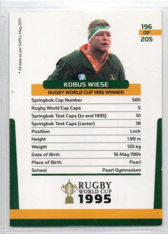 Rugby World Cup 2011 - Card 196/205 - Kobus Wiese