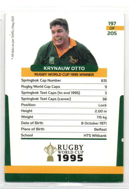 Rugby World Cup 2011 - Card 197/205 - Krynauw Otto