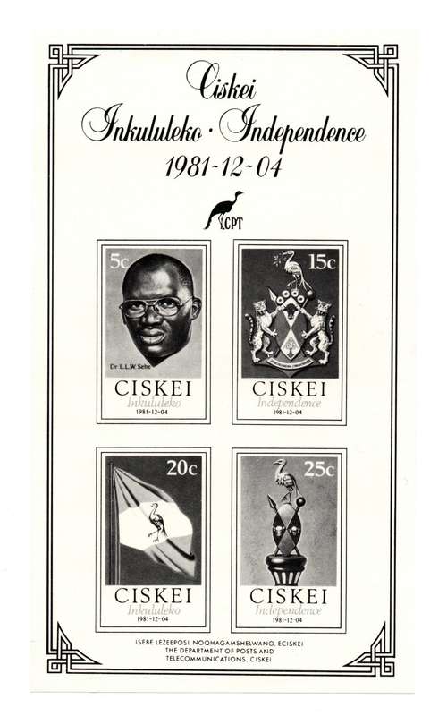 Ciskei 1981/12/04 Independent State The Department of Posts and Telecommunications