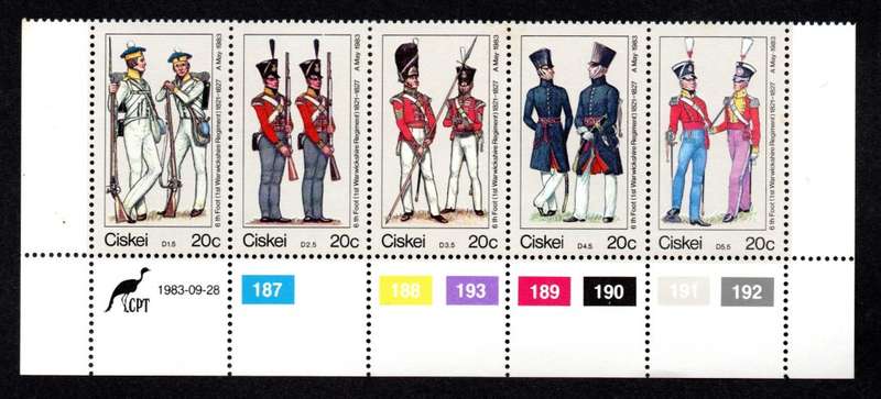 Ciskei 1983/09/28 British Military Uniforms 6th Warwickshire Regiment of Foot Control Block Set