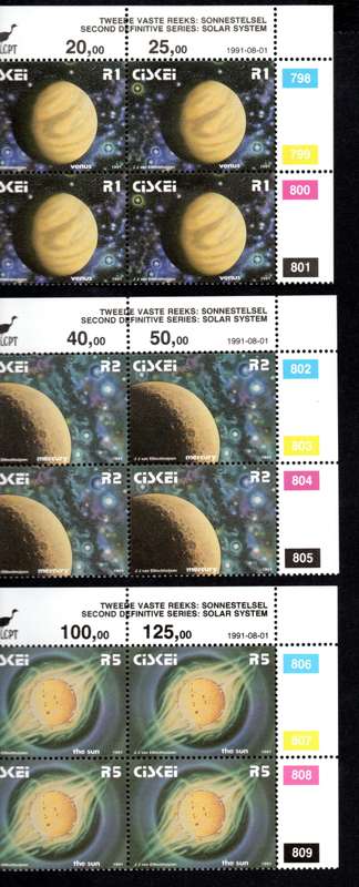 Ciskei 1991/08/01 2nd Definitive issue The Solar System Control Block Set