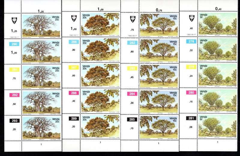 Venda 1982/09/17 Indigenous trees (1st issue) Control Block Set