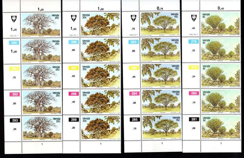 Venda 1982/09/17 Indigenous trees (1st issue) Control Block Set