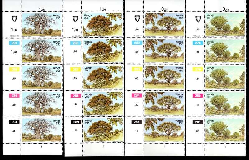 Venda 1982/09/17 Indigenous trees (1st issue) Control Block Set