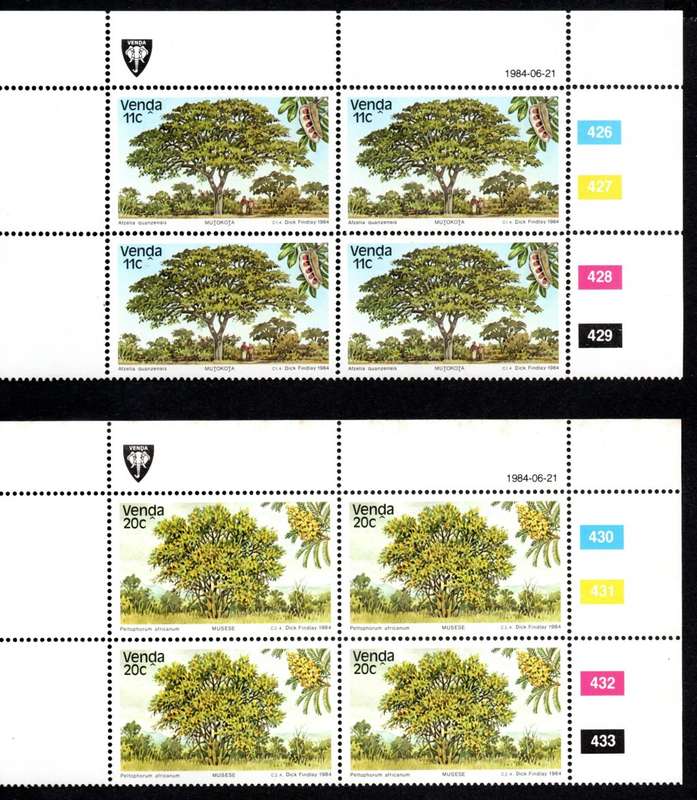Venda 1984/06/21 Indigenous trees (3rd issue) Control Block Set