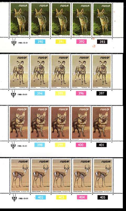South-West Africa 1980/10/01 Third Definitive Issue Control Blocks #390-457 Set