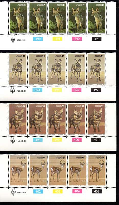 South-West Africa 1980/10/01 Third Definitive Issue Control Blocks #390-457 Set