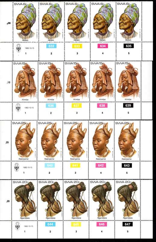 South-West Africa 1982/10/15 Traditional Head-dresses of SWA Control Block Set