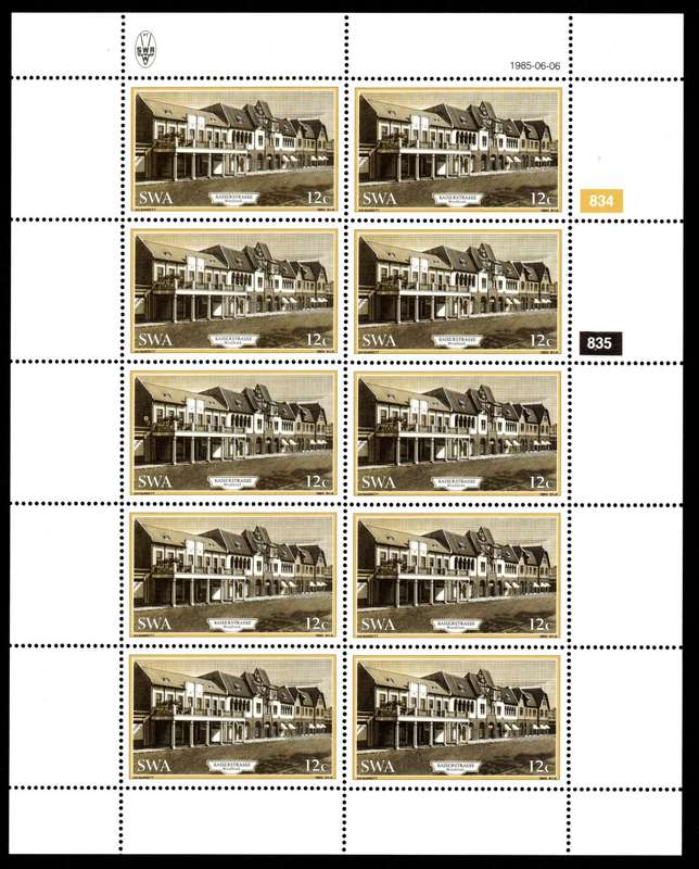 South-West Africa 1985/06/06 Historic Buildings of Windhoek 12c Complete Sheet of 10
