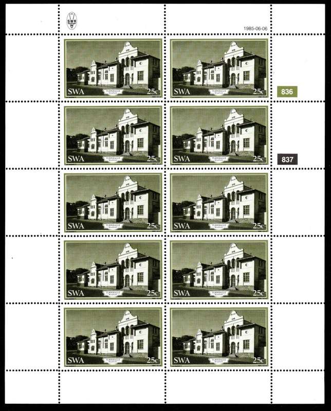 South-West Africa 1985/06/06 Historic Buildings of Windhoek 25c Complete Sheet of 10
