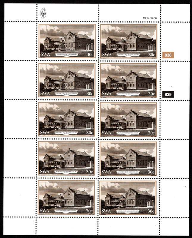 South-West Africa 1985/06/06 Historic Buildings of Windhoek 30c Complete Sheet of 10