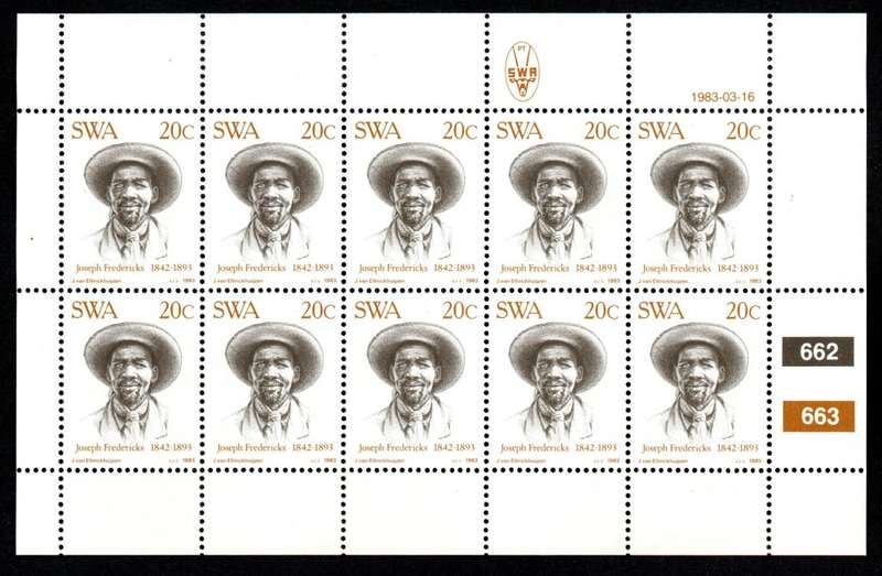 South-West Africa 1983/03/16 Centenary of Luderitz 20c Complete Sheet of 10