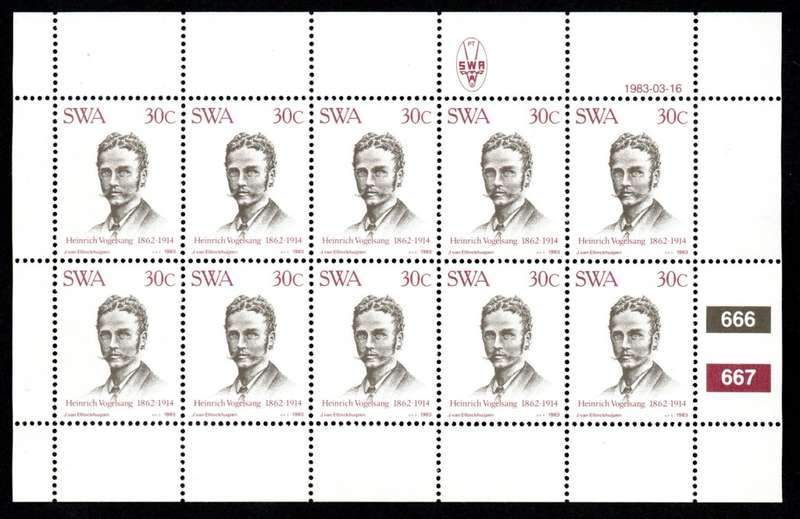 South-West Africa 1983/03/16 Centenary of Luderitz 30c Complete Sheet of 10