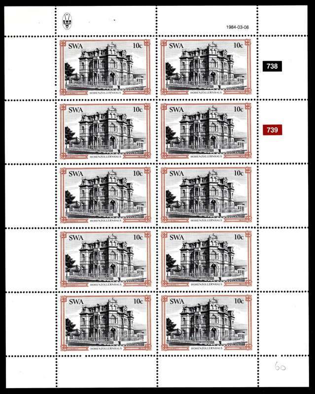 South-West Africa 1984/03/08 Hist. Buildings of Swakopmund 10c Complete Sheet of 10