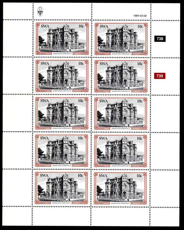 South-West Africa 1984/03/08 Hist. Buildings of Swakopmund 10c Complete Sheet of 10
