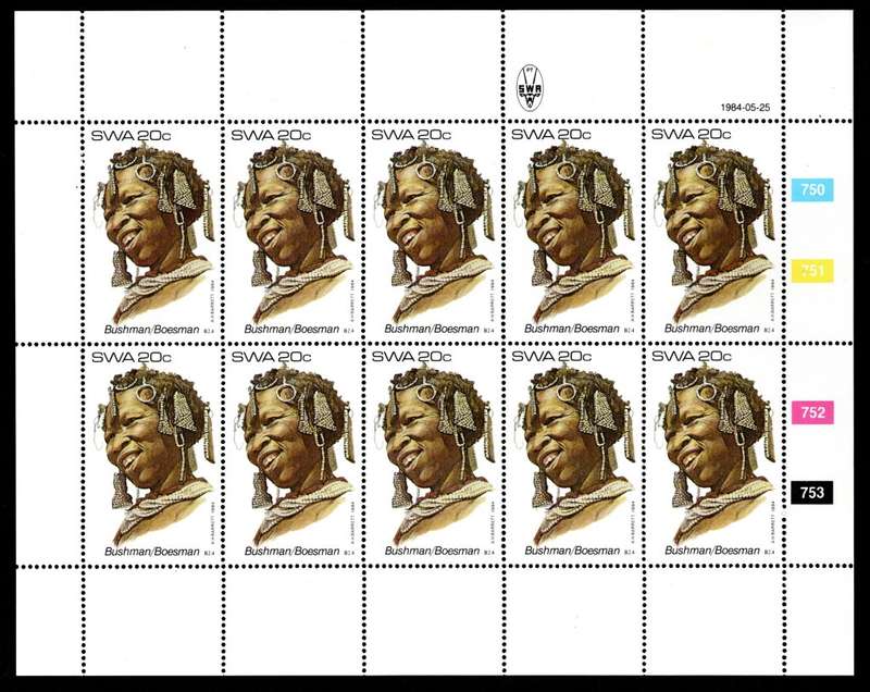 South-West Africa 1984/05/25 Traditional Headdresses 2nd Series 20c Complete Sheet of 10