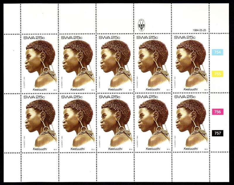 South-West Africa 1984/05/25 Traditional Headdresses 2nd Series 25c Complete Sheet of 10
