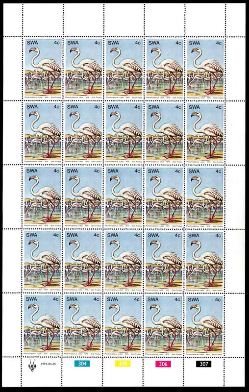 South-West Africa 1979/04/05 Water Birds 4c Complete Sheet of 25