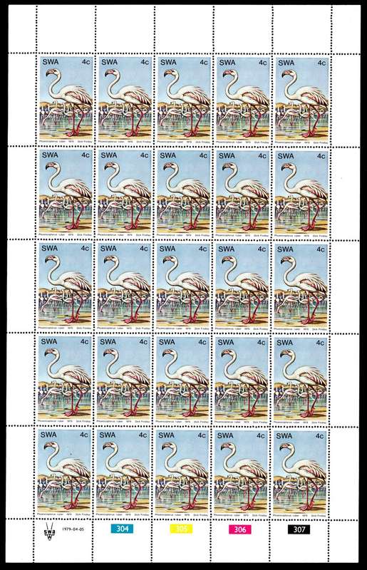 South-West Africa 1979/04/05 Water Birds 4c Complete Sheet of 25