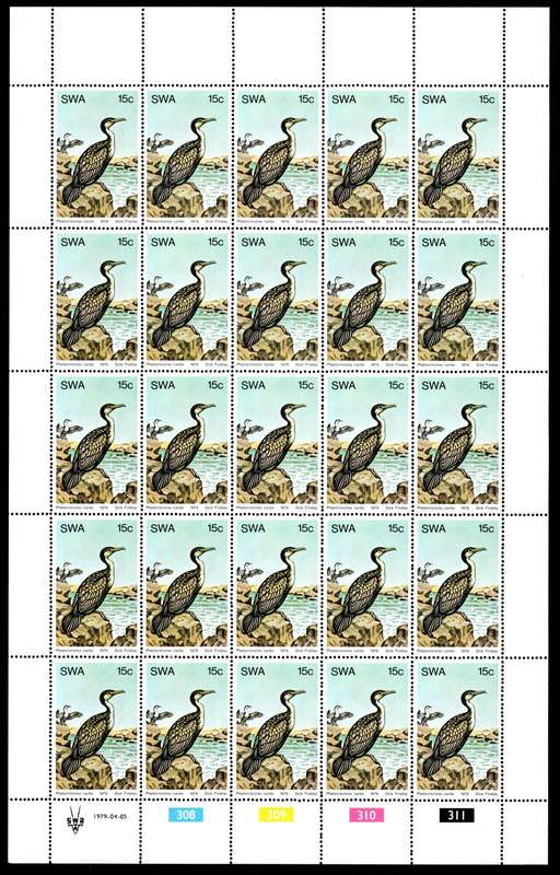 South-West Africa 1979/04/05 Water Birds 15c Complete Sheet of 25