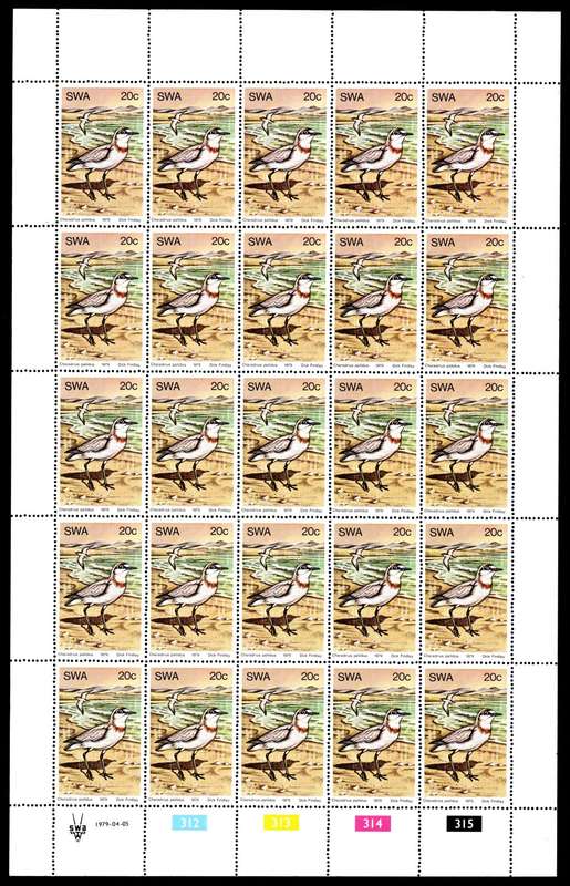 South-West Africa 1979/04/05 Water Birds 20c Complete Sheet of 25