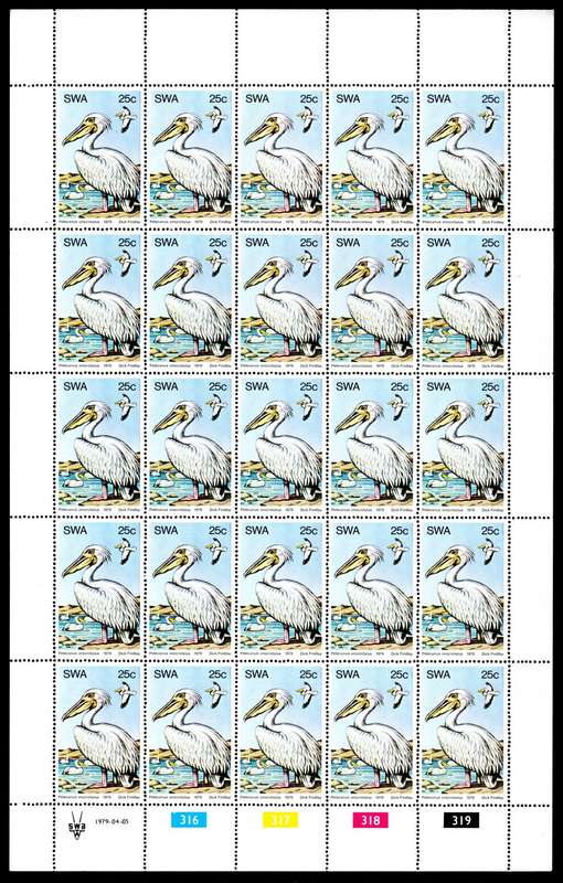 South-West Africa 1979/04/05 Water Birds 25c Complete Sheet of 25