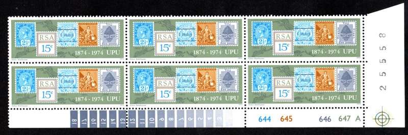 RSA 1974/10/09 Centenary of UPU Control Blocks A