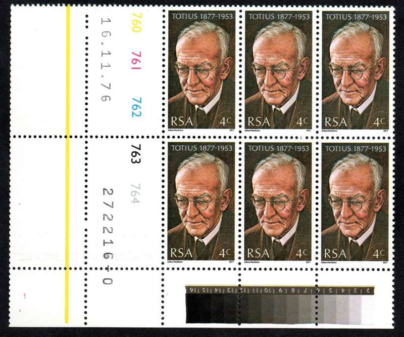 RSA 1977/02/21 Birth centenary of Prof J du Toit Control Blocks