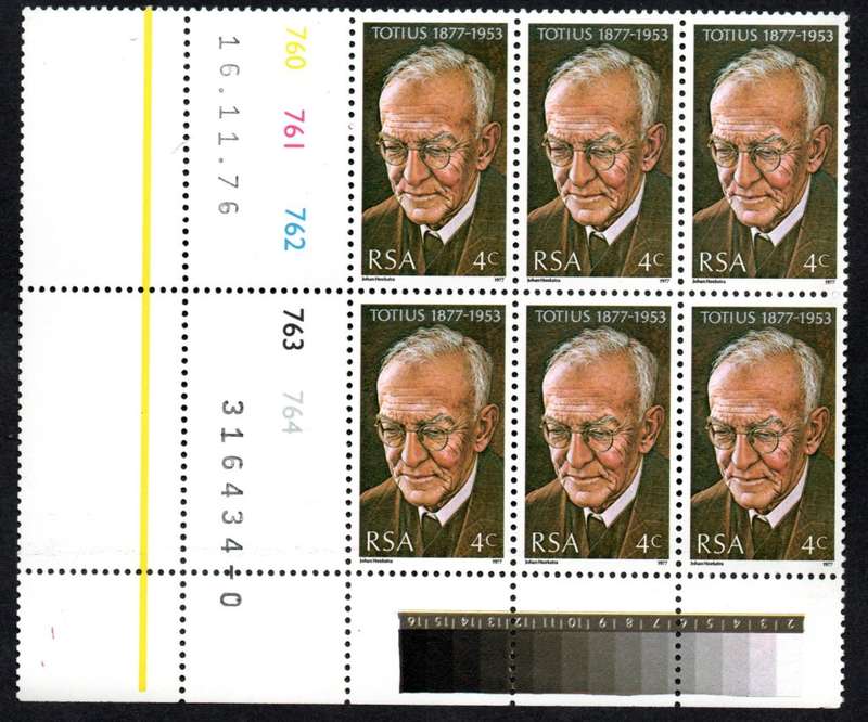 RSA 1977/02/21 Birth centenary of Prof J du Toit Control Blocks