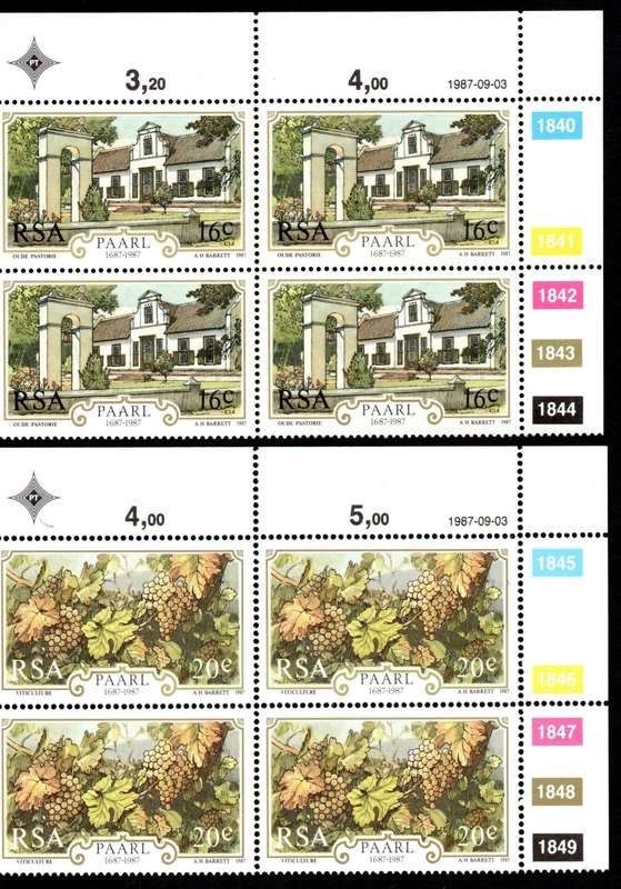 RSA 1987/09/03 300th Anniversary of Paarl Control Blocks