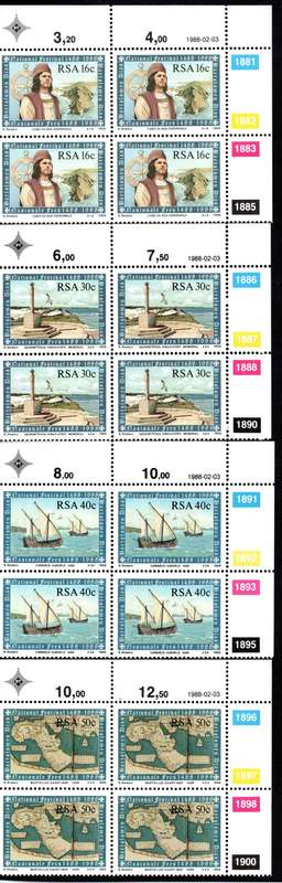 RSA 1988/02/03 500th Anniversary of Discovery of the Cape by Bartolomeu Dias Control Blocks