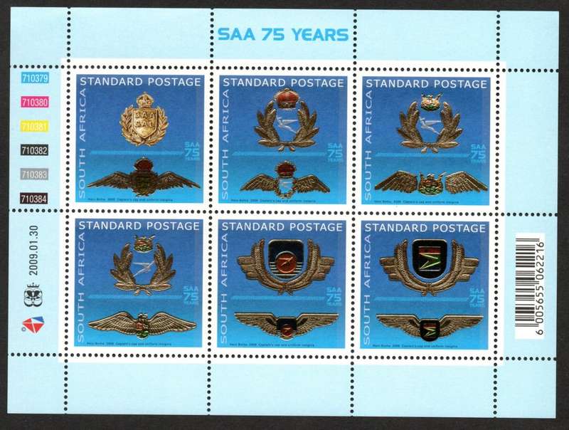 RSA 2009/01/30 SAA 75 YEARS Standard Postage Sheetlet
