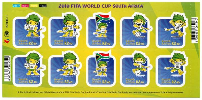 RSA 2010/06/11 FIFA Soccer Mascot Complete Sheet
