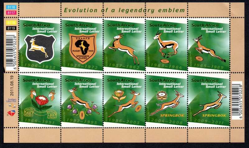 RSA 2011/08/19 Evolution of Rugby Emblem Sheetlet