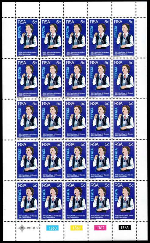 RSA 1981/06/12 Centenary of Institutes for the Deaf and Blind 5c Complete Sheet of 25
