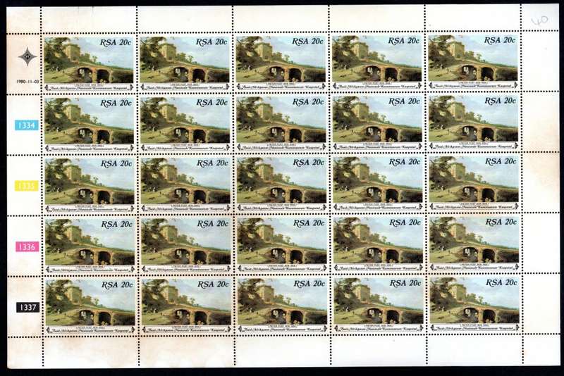 RSA 1980/11/03 National Art Gallery Cape Town 20c Complete Sheet of 25
