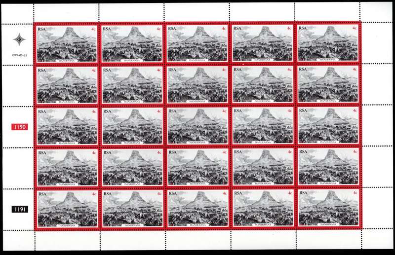 RSA 1979/05/25 Centenary of the 1879 Zulu War 4c Complete Sheet of 25