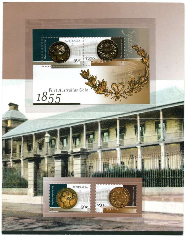 Australia 2005 150th Anniversary of the First Australian Coin Stamps & Maxi