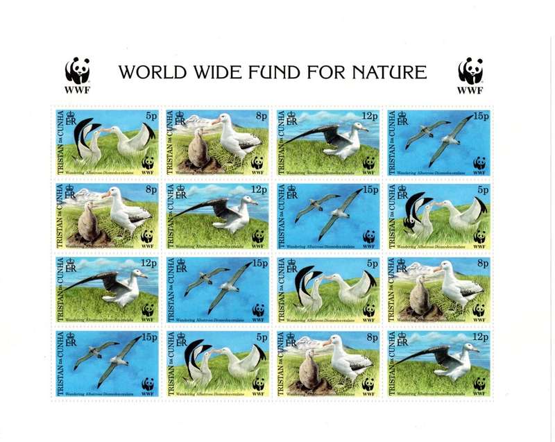 Tristan da Cunha 1999 WWF Tristan Albatross Complete Sheet of 16