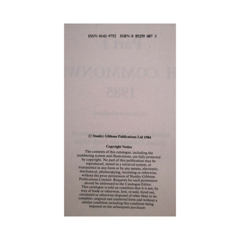 1985 Stanley Gibbons Stamp Catalogue- Part 1- British Commonwealth Hardcover w/o Dustjacket