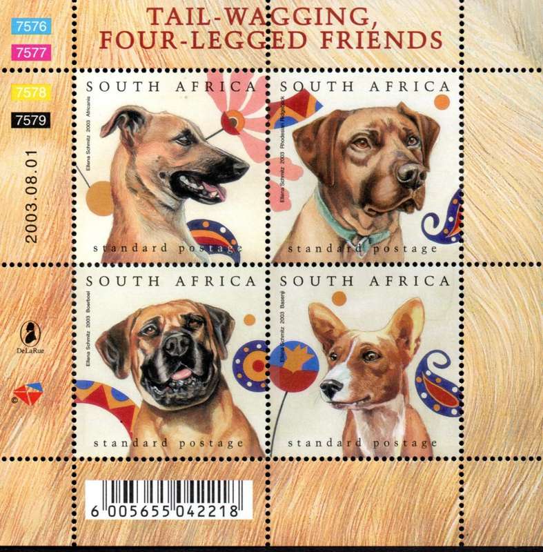 RSA 2003/08/01 Junass Stamp Exhibition on Dogs Miniature Sheet