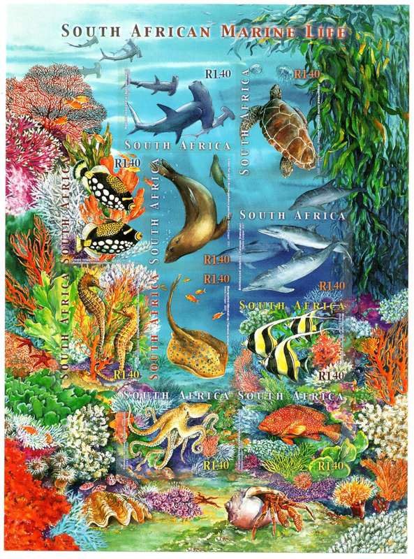 RSA 2001/11/02 South African Marine Life Sheetlet of 10
