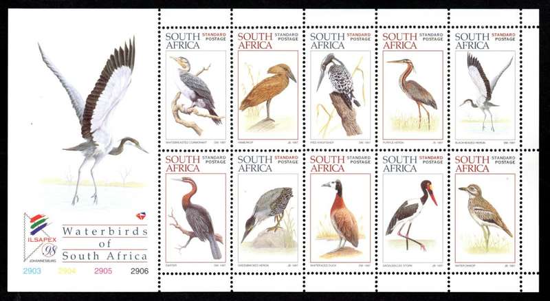 RSA 1997/06/05 World Environment Day Waterbirds of South Africa Sheetlet of 10