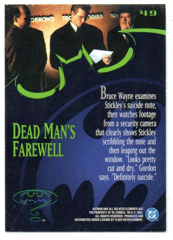 Fleer Ultra 95 DC Comics Batman Forever  - 49 Dead Man`s Farewell