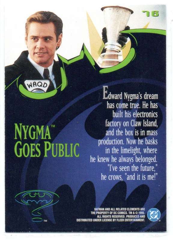 Fleer Ultra 95 DC Comics Batman Forever  - 76 Nygma Goes Public