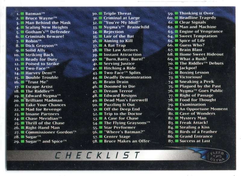 Fleer Ultra 95 DC Comics Batman Forever  - 120 Checklist